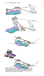 Size: 720x1230 | Tagged: safe, artist:jargon scott, princess celestia, twilight sparkle, alicorn, human, pony, unicorn, g4, butt, dock, female, lying down, mare, not salmon, on side, plot, radical, ramp, rope, simple background, skateboard, smiling, twiggie, unicorn twilight, wat