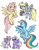 Size: 1150x1474 | Tagged: safe, artist:king-kakapo, cloudchaser, derpy hooves, flitter, fluttershy, rainbow dash, pegasus, pony, g4, female, flying, looking at you, mare, open mouth, present, ribbon, sketch, smiling, spread wings, unshorn fetlocks, wings