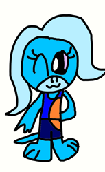 Size: 664x1082 | Tagged: safe, artist:sugarbugjewelpet, trixie, dragon, g4, 1000 hours in ms paint, clothes, dragoness, dragonified, female, one eye closed, shirt, shorts, solo, species swap, trixiedragon, wink