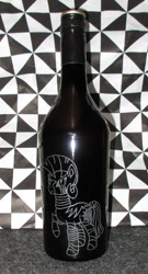 Size: 1024x1900 | Tagged: safe, artist:malte279, zecora, zebra, g4, baileys, bottle, craft, glass engraving, outline, wip