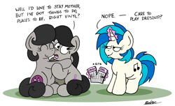 Size: 2384x1446 | Tagged: safe, artist:bobthedalek, dj pon-3, octavia melody, vinyl scratch, oc, oc:mixed melody, oc:octavia's mother, earth pony, pony, unicorn, g4, atg 2021, betrayal, calendar, female, glowing horn, horn, hug, magic, magic aura, mare, mother and child, mother and daughter, mothers gonna mother, newbie artist training grounds, onomatopoeia, revenge, smug, sweat, sweatdrop, telekinesis, the tables have turned, this will end in intensive mothering, this will end in strained friendships
