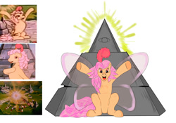 Size: 2000x1400 | Tagged: safe, artist:cutiecarbon, rosedust, flutter pony, pony, g1, my little pony 'n friends, the end of flutter valley, butterfly wings, eye in the sky, illuminati, illuminati confirmed, queen rosedust, spoilers for another series, sun, wings