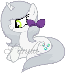 Size: 598x667 | Tagged: safe, artist:ipandacakes, opalescence, pony, unicorn, g4, bow, ponified, ponified pony pets, simple background, solo, species swap, transparent background, watermark
