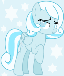 Size: 862x1016 | Tagged: safe, artist:jadeharmony, oc, oc only, oc:snowdrop, pegasus, pony, g4, blind, female, lidded eyes, looking at you, mare, pegasus oc, raised hoof, smiling, smiling at you, solo