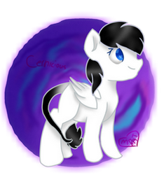 Size: 250x267 | Tagged: safe, artist:midnightgemmy6515, oc, oc only, oc:cernicious, pegasus, pony, blue eyes, cute, female, half-succubus, leonine tail, mare, simple background, smiling, solo, transparent background
