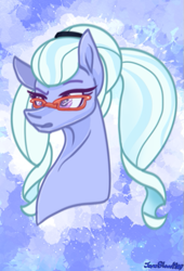 Size: 411x606 | Tagged: safe, artist:janeblood969, sugarcoat, pony, g4, bust, equestria girls ponified, female, glasses, mare, ponified, solo