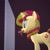 Size: 4000x4000 | Tagged: safe, artist:wissle, sunset shimmer, pony, unicorn, g4, 3d, absurd resolution, atg 2021, blender, canvas, female, mare, mouth hold, newbie artist training grounds, paintbrush, simple background, solo