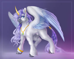 Size: 1280x1024 | Tagged: safe, artist:copshop, oc, oc only, alicorn, pony, colored horn, concave belly, horn, male, muscles, nudity, sheath, solo, stallion, two toned wings, wings