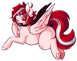 Size: 2381x1866 | Tagged: safe, artist:koboldcourier, oc, oc only, oc:angelfire, pegasus, pony, body freckles, fluffy, freckles, glasses, heart, heart eyes, hoof heart, missing cutie mark, pegasus oc, pegasus wings, red hair, simple background, solo, transparent background, wingding eyes, wings