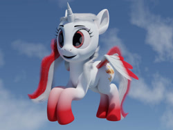 Size: 1032x774 | Tagged: safe, artist:gabro46, oc, oc:indonisty, alicorn, pony, 3d, 3d model, blender, cloud, flying, indonesia, nation ponies, ponified, sky, smiling
