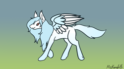 Size: 1750x972 | Tagged: safe, artist:misskanabelle, oc, oc only, oc:ripple, pegasus, pony, female, gradient background, mare, pegasus oc, signature, solo, two toned wings, wings