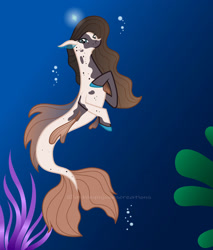 Size: 1280x1503 | Tagged: safe, artist:amjcreations, oc, oc only, merpony, seapony (g4), bubble, coral, dorsal fin, female, fins, fish tail, flowing mane, flowing tail, gray eyes, looking at you, ocean, seaweed, solo, tail, underwater, water