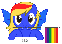 Size: 762x544 | Tagged: safe, artist:hazel bloons, oc, oc only, oc:benevolence, oc:eden, oc:hazel bloons, oc:sunamena, bat pony, earth pony, goat, pegasus, pony, 2021, animated, asexual, asexual pride flag, bat pony oc, clothes, cute, ear tag, female, flag, gay pride flag, genderfluid, genderfluid pride flag, gif, goat oc, heterochromia, holding, hoodie, intentional spelling error, looking at you, male, nonbinary, nonbinary pride flag, omnisexual, omnisexual pride flag, pride, pride flag, pride month, smiling, transgender, transgender pride flag