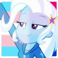 Size: 200x200 | Tagged: safe, trixie, equestria girls, equestria girls specials, g4, my little pony equestria girls: better together, my little pony equestria girls: forgotten friendship, bisexual pride flag, icon, pride, pride flag, solo, transgender, transgender pride flag