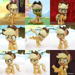 Size: 1099x1100 | Tagged: safe, artist:andrew hickinbottom, artist:andyh_3d, part of a set, screencap, applejack, earth pony, pony, g4.5, my little pony: stop motion short, applejack's hat, cowboy hat, cute, expressions, female, hat, solo