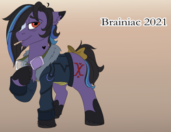 Size: 1413x1092 | Tagged: safe, artist:brainiac, oc, oc only, oc:brainiac, earth pony, pony, clothes, male, solo, stallion, updated design