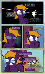 Size: 1920x3169 | Tagged: safe, artist:alexdti, oc, oc only, oc:purple creativity, pegasus, pony, comic:quest for friendship, comic, covering eyes, crying, eyes closed, female, glasses, high res, mare, offscreen character, pegasus oc, shocked, solo, tears of fear