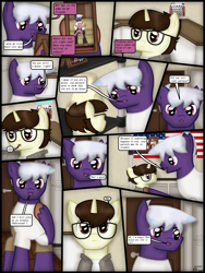 Size: 1750x2333 | Tagged: safe, artist:99999999000, oc, oc only, oc:cwe, oc:firearm king, oc:susie cotes, pony, comic:visit, american flag, brother and sister, clothes, comic, family photo, female, filly, glasses, male, photo frame, siblings, sister