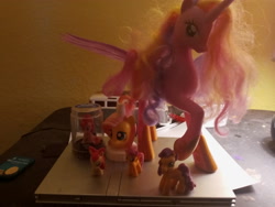 Size: 4160x3120 | Tagged: safe, photographer:luna_earnhardt, apple bloom, fluttershy, pinkie pie, princess cadance, scootaloo, g4, toy