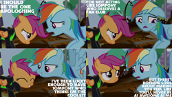 Size: 1280x720 | Tagged: safe, edit, edited screencap, editor:quoterific, screencap, rainbow dash, scootaloo, pegasus, pony, g4, season 8, the washouts (episode), duo, duo female, eyes closed, female, filly, mare, open mouth, smiling