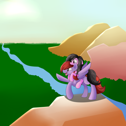 Size: 4000x4000 | Tagged: safe, artist:huffy26, oc, oc only, pegasus, pony, absurd resolution, ponies riding ponies, riding