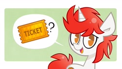 Size: 1920x1080 | Tagged: safe, artist:ponyconholland, artist:spacekitsch, oc, oc only, oc:stroopwafeltje, pony, unicorn, mascot, ponycon holland, solo, ticket