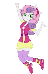 Size: 1754x2711 | Tagged: safe, artist:gmaplay, sweetie belle, equestria girls, g4, growing up is hard to do, cat ears, clothes, female, grin, high res, jumping, looking at you, older, older sweetie belle, simple background, smiling, smiling at you, solo, teeth, transparent background, vector