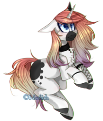 Size: 1999x2361 | Tagged: safe, artist:mediasmile666, oc, oc only, pony, unicorn, choker, colored hooves, colored muzzle, female, floppy ears, mare, simple background, solo, transparent background