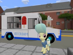 Size: 2048x1536 | Tagged: safe, artist:topsangtheman, golden hooves (g4), earth pony, pony, g4, ice cream truck, looking at you, minecraft, solo