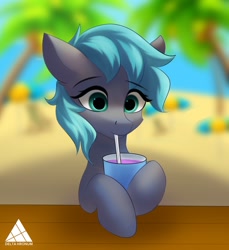 Size: 1960x2138 | Tagged: safe, artist:delta hronum, oc, oc only, pegasus, pony, drink, drinking, drinking straw, solo, summer
