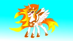 Size: 3264x1836 | Tagged: safe, daybreaker, princess celestia, alicorn, pony, g4, evil, gradient background, looking at you, solo, tyrant