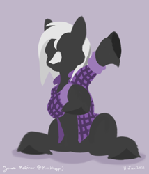 Size: 1200x1400 | Tagged: safe, artist:rockhoppr3, oc, oc only, oc:ace hearts, earth pony, pony, clothes, flannel shirt, lineless, minimalist, silhouette, solo