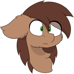 Size: 4880x4904 | Tagged: safe, artist:skylarpalette, oc, oc only, pony, brown fur, brown mane, bust, green eyes, redraw, shocked, simple background, simple shading, solo, stare, transparent background