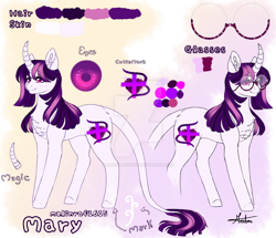 Size: 900x775 | Tagged: safe, artist:malinraf1615, oc, oc only, oc:mary, pony, unicorn, female, glasses, mare, reference sheet, simple background, solo, transparent background