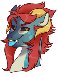 Size: 500x666 | Tagged: safe, artist:lavvythejackalope, oc, oc only, dracony, dragon, hybrid, :p, bust, ear fluff, fangs, horns, simple background, solo, tongue out, transparent background