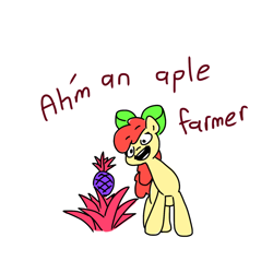 Size: 1280x1280 | Tagged: safe, artist:hotkoin, apple bloom, earth pony, pony, g4, female, filly, food, pineapple, solo