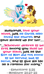 Size: 600x1007 | Tagged: safe, artist:parclytaxel, artist:starponys87, oc, oc:hope unquenchable, oc:seth appleheart, alicorn, earth pony, pony, unicorn, bible, bible verse, blue hair, brown, brown hair, christianity, father, father's day, female, glowing cutie mark, glowing horn, hazel eyes, horn, husband, love, majestic, male, mother, mother's day, nest, not cadance, piebald, pink, purple eyes, religion, religious, romance, spotted, text