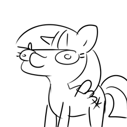 Size: 3000x3000 | Tagged: safe, artist:tjpones, twilight sparkle, alicorn, pony, g4, black and white, female, grayscale, high res, mare, monochrome, simple background, solo, squatpony, twiggie, twilight sparkle (alicorn), white background
