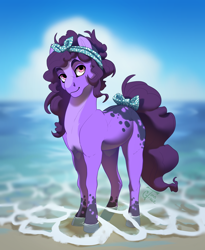 Size: 1800x2200 | Tagged: safe, artist:joan-grace, oc, oc only, earth pony, pony, beach, female, mare, solo