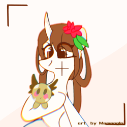 Size: 1200x1200 | Tagged: safe, artist:memengla, oc, pony, unicorn, camera shot, flower, flower in hair