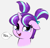 Size: 1378x1328 | Tagged: safe, artist:heretichesh, starlight glimmer, pony, unicorn, g4, bust, cute, dialogue, eye clipping through hair, female, filly, filly starlight glimmer, glimmerbetes, no, open mouth, open smile, pigtails, portrait, reaction image, simple background, smiling, solo, white background, younger