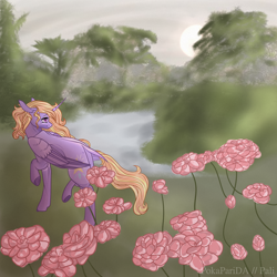 Size: 2000x2000 | Tagged: safe, artist:pokaparida, oc, oc only, oc:lovi, alicorn, pony, female, flower, high res, mare, solo