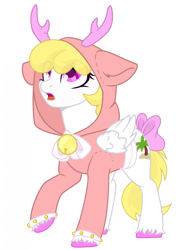 Size: 1920x2507 | Tagged: safe, oc, oc only, oc:sweetie heartcloud, pegasus, pony, antlers, bell, clothes, cutie mark, hoodie, hoof fluff, mane, pegasus oc, ribbon, solo