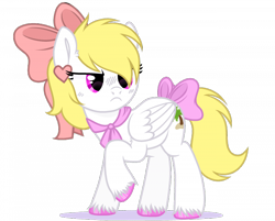 Size: 700x564 | Tagged: safe, artist:alfury, oc, oc:sweetie heartcloud, pegasus, pony, blushing, cute, cutie mark, ear clip, floppy ears, frazzled hair, frazzled mane, hoof fluff, neckerchief, pegasus oc, ribbon, shadow