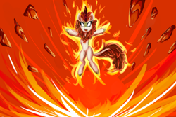 Size: 1800x1200 | Tagged: safe, artist:thescornfulreptilian, autumn blaze, kirin, g4, female, fire, mare, solo