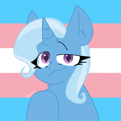 Size: 750x750 | Tagged: safe, artist:sketchy-pfps, trixie, pony, unicorn, g4, female, mare, pride, pride flag, pride month, trans female, trans trixie, transgender, transgender pride flag
