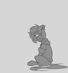 Size: 1790x1949 | Tagged: safe, artist:fenixdust, oc, oc only, pony, unicorn, crying, eyebrows, eyebrows visible through hair, female, horn, mare, sad, simple background, sketch, solo, unicorn oc