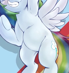Size: 1008x1059 | Tagged: safe, artist:kurogewapony, edit, rainbow dash, pegasus, pony, g4, armpits, backwards cutie mark, belly, chubby, cropped, pictures of bellies, smiling, solo, teeth