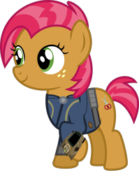 Size: 7000x8788 | Tagged: safe, artist:luckreza8, artist:php170, babs seed, earth pony, pony, fallout equestria, g4, one bad apple, absurd resolution, adorababs, clothes, cute, cutie mark, fallout, female, filly, happy, jumpsuit, pipboy, simple background, smiling, solo, transparent background, vault suit, vector