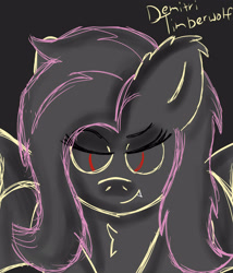 Size: 3000x3500 | Tagged: safe, artist:demitri, fluttershy, bat pony, pony, g4, bat ponified, chest fluff, fangs, female, flutterbat, high res, mare, newbie artist training grounds, race swap, signature, sketch, smiling, smirk, solo